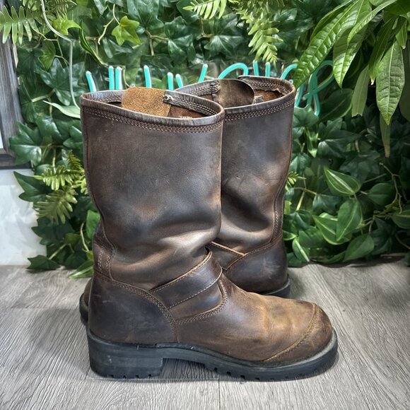 Harley-Davidson Embroidered Flames Leather Logger Rugged Motorcycle Boot 9.5